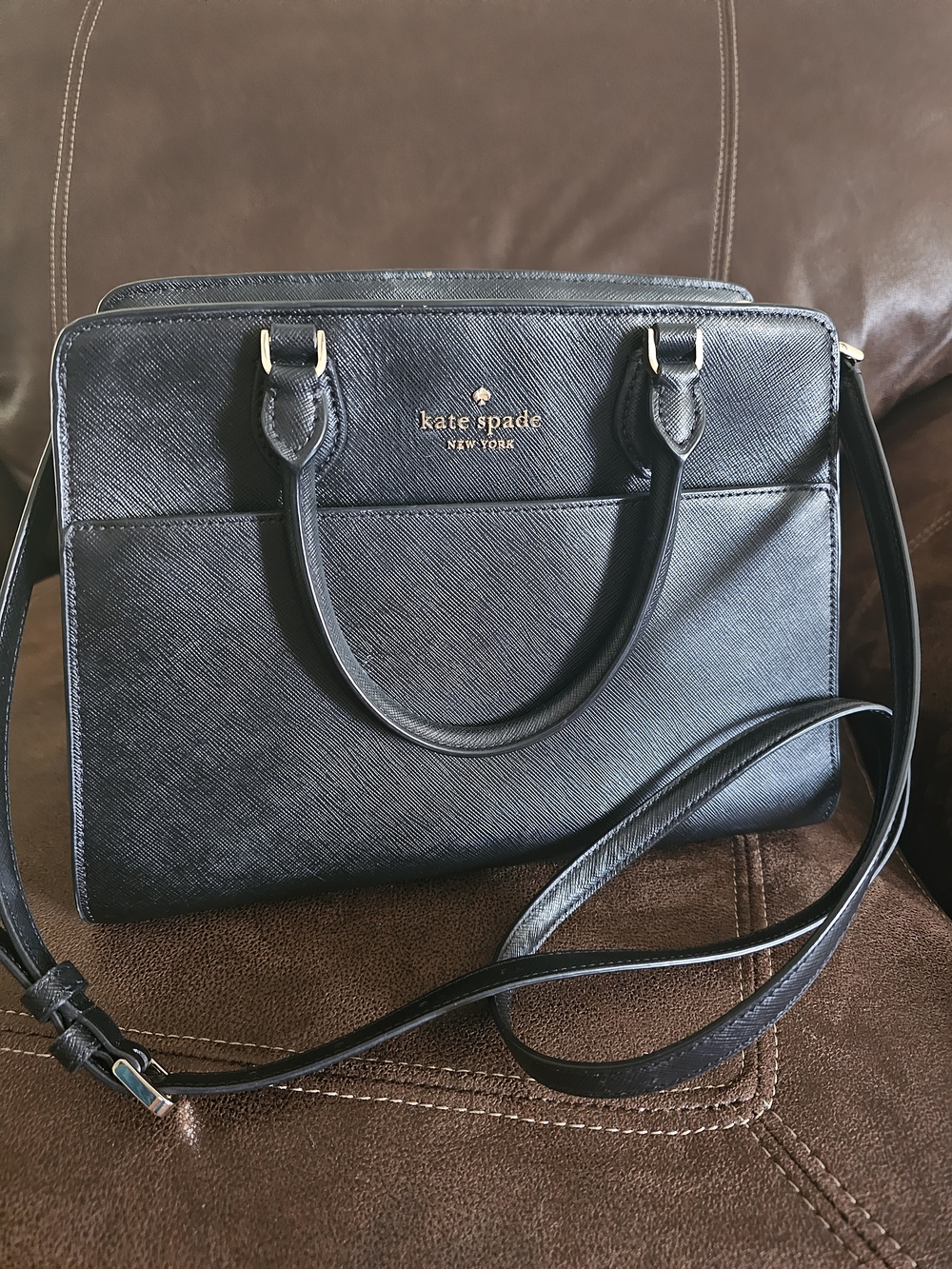 kate spade Black Saffiano Leather Crossbody Satchel & Wallet